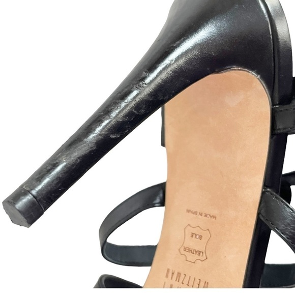 STUART WEITZMAN Women's Sz 10 Black Leather Gladiator Strappy High Heel Sandals - Picture 11 of 12